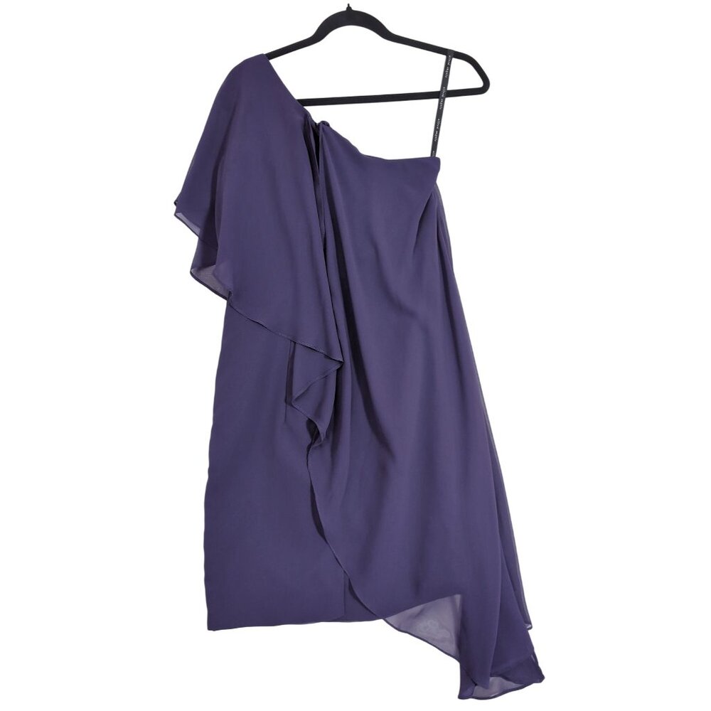 Alfred Angelo One Shoulder Chiffon Dress Womens 2 Purple Cocktail Party Formal